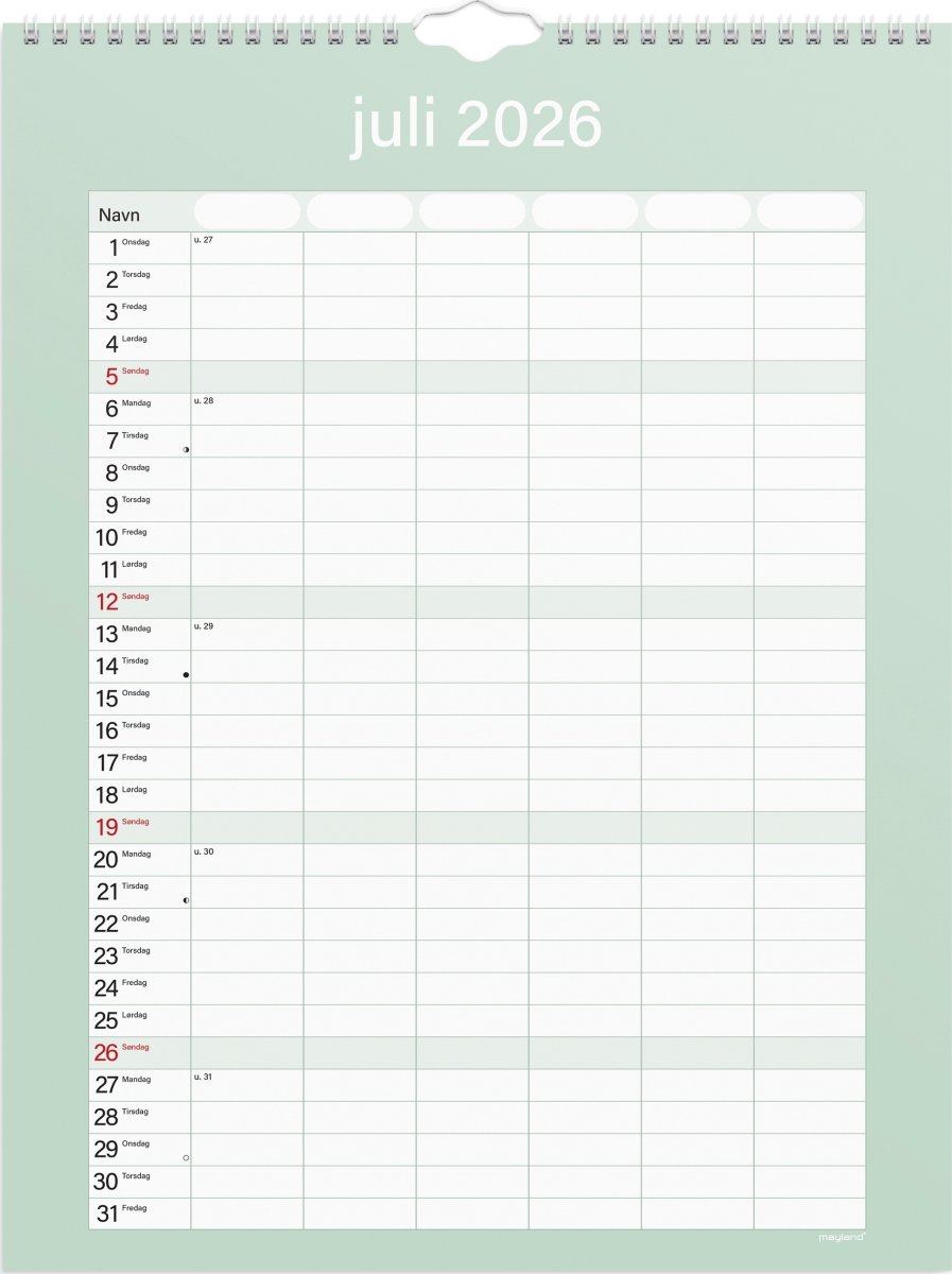 Mayland 26/27 Vægkalender, Simply