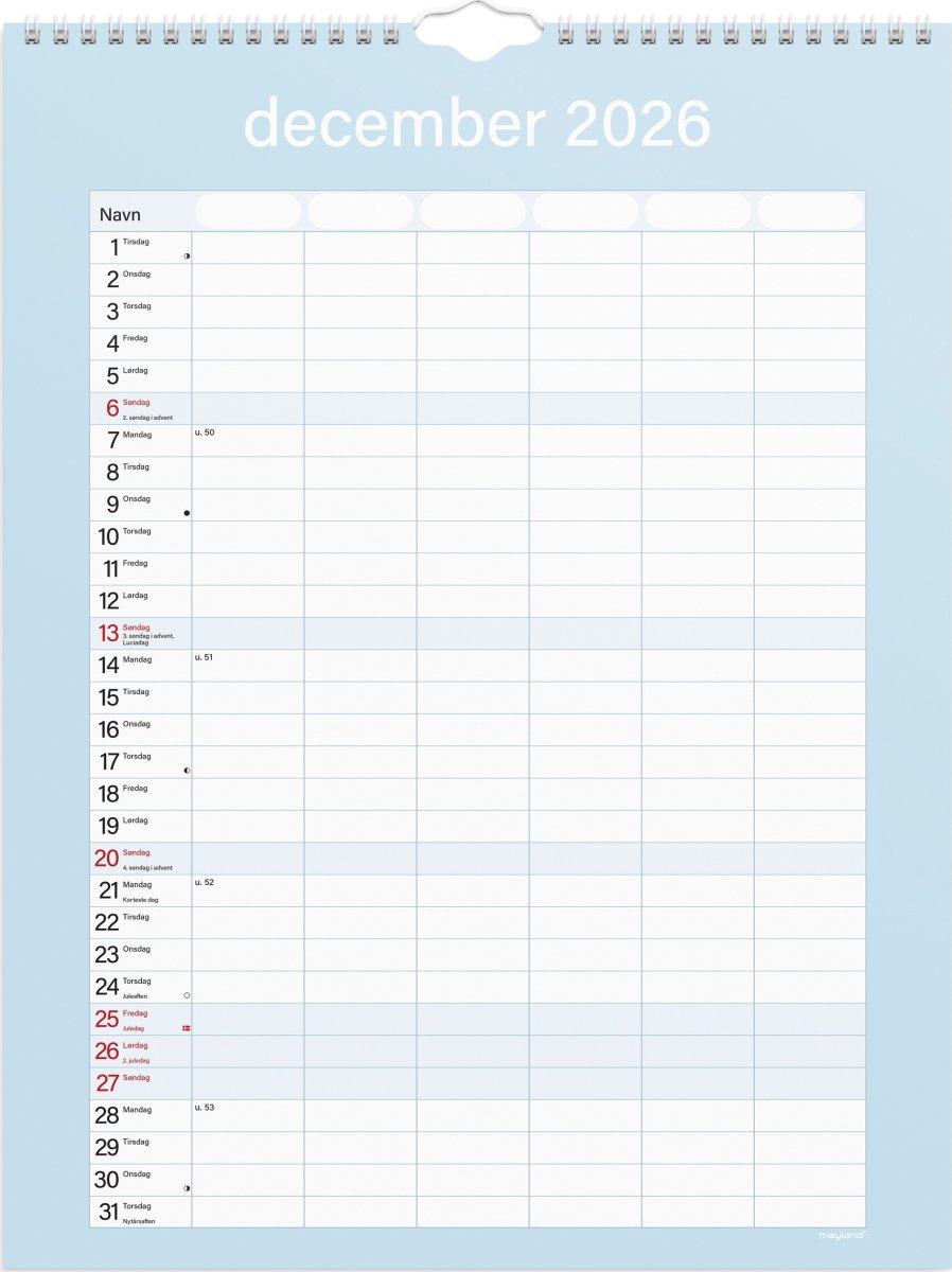 Mayland 26/27 Vægkalender, Simply