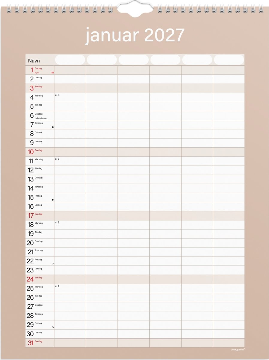 Mayland 26/27 Vægkalender, Simply