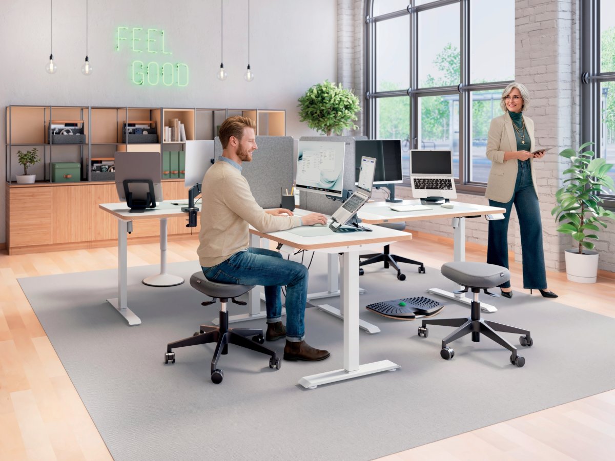 Leitz Ergo sidde-/ståbord 120x70 cm, hvid