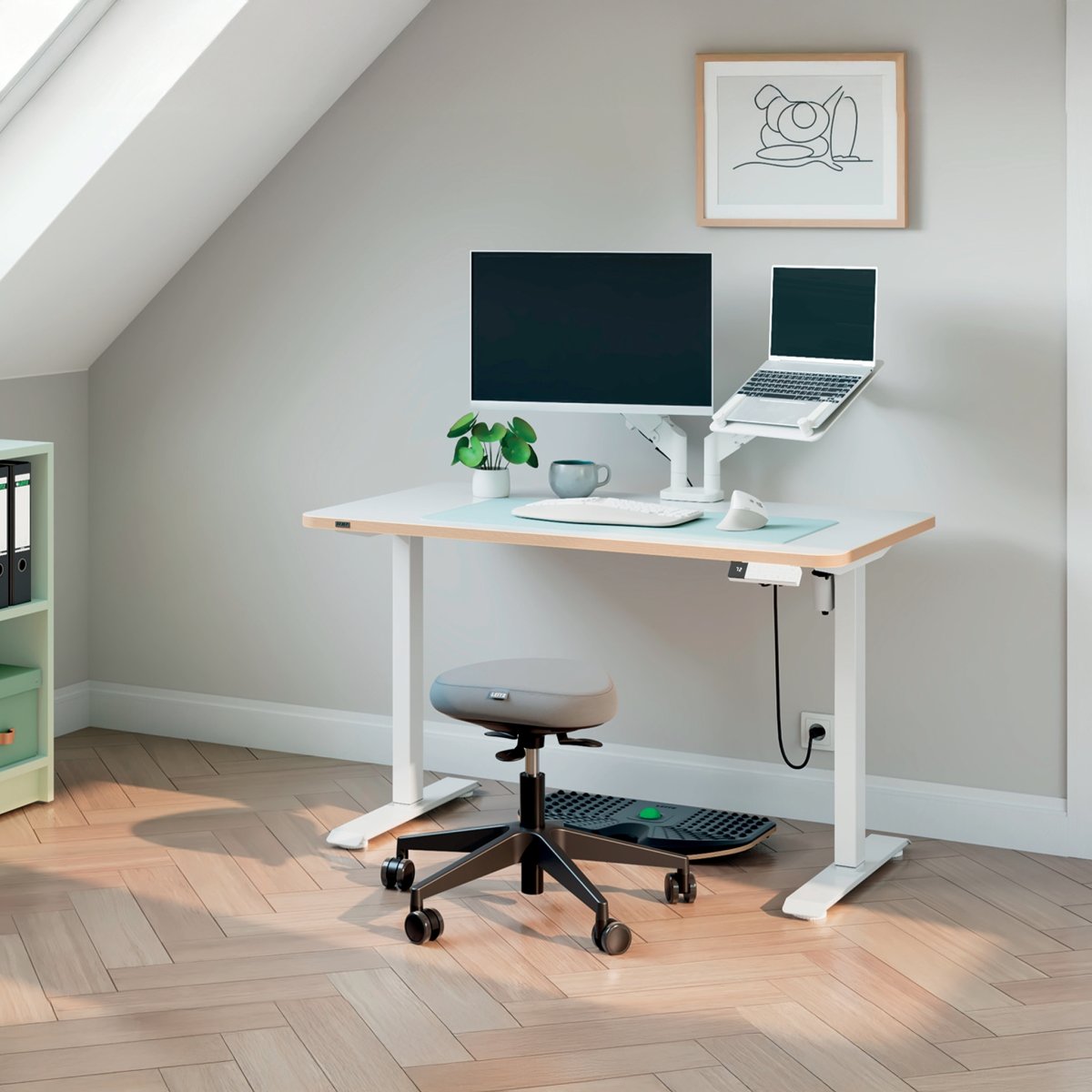 Leitz Ergo sidde-/ståbord 120x70 cm, hvid