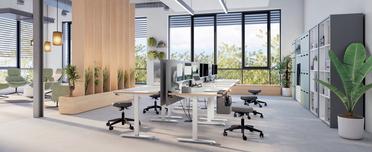 Leitz Ergo sidde-/ståbord 140x80 cm, hvid