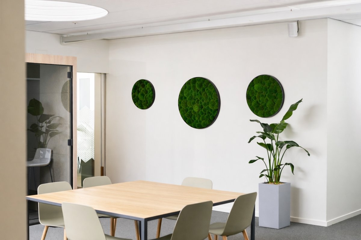 Pudemosbillede, Ø70 cm, m/sort træramme