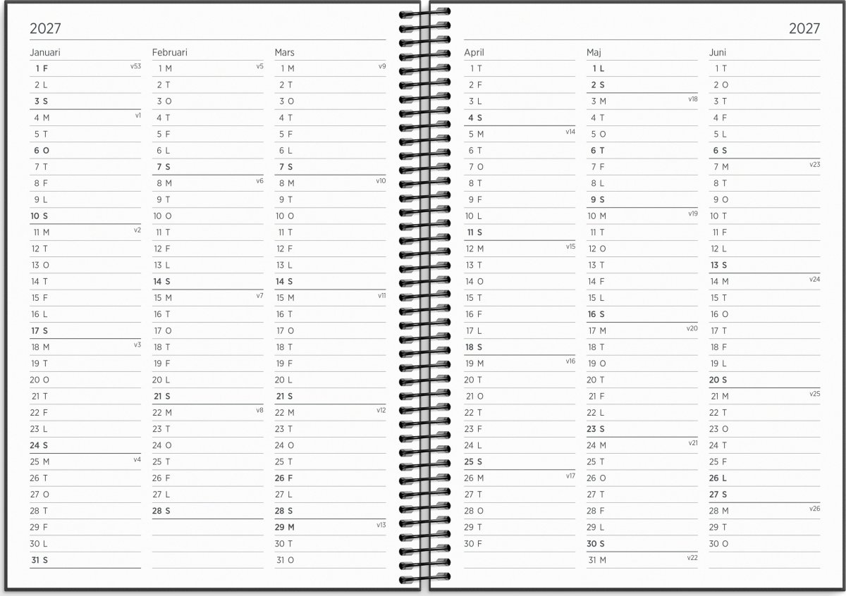 Mayland 26/27 Kalender, Organizer & Notes, sort