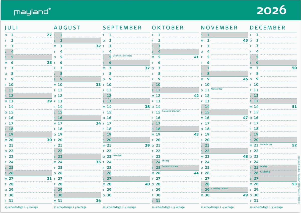Mayland 26/27 Kartonkalender, A4