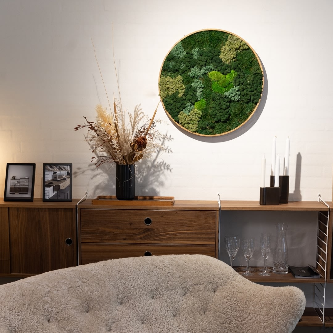 Mosbillede Mix 013 Ø60 cm, m/egetræsramme