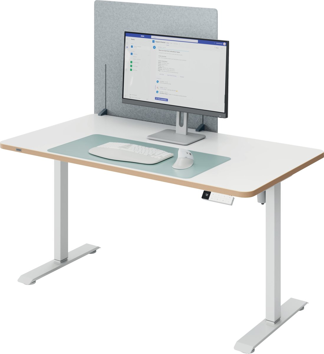 Leitz bordskærmvæg højdejust. 70x80cm, grå