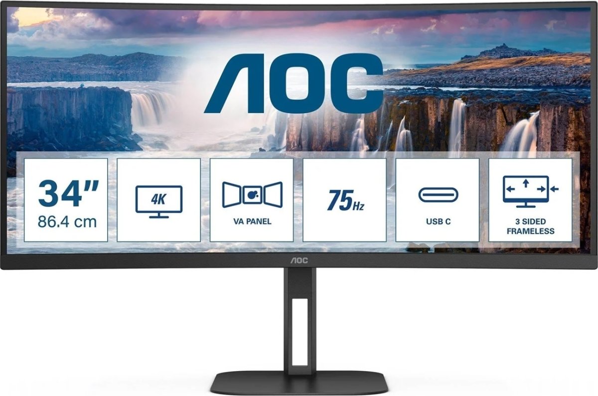 AOC skærm - 34", CU34V5C - 3440x1440 UWQHD 100Hz