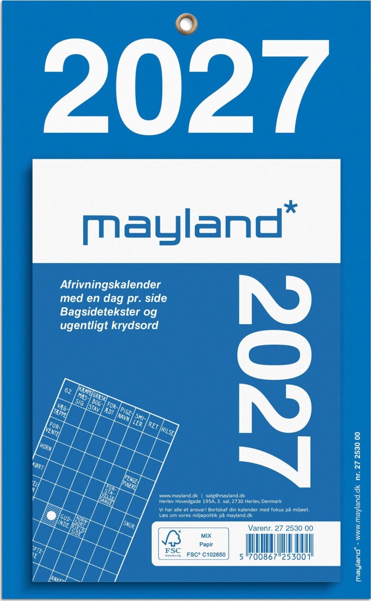 Mayland 2027 Afrivningskalender, kontor