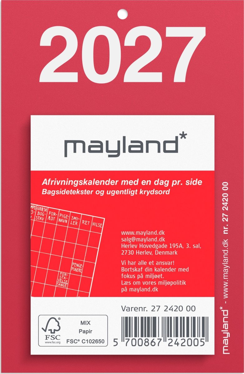 Mayland 2027 Afrivningskalender, lille