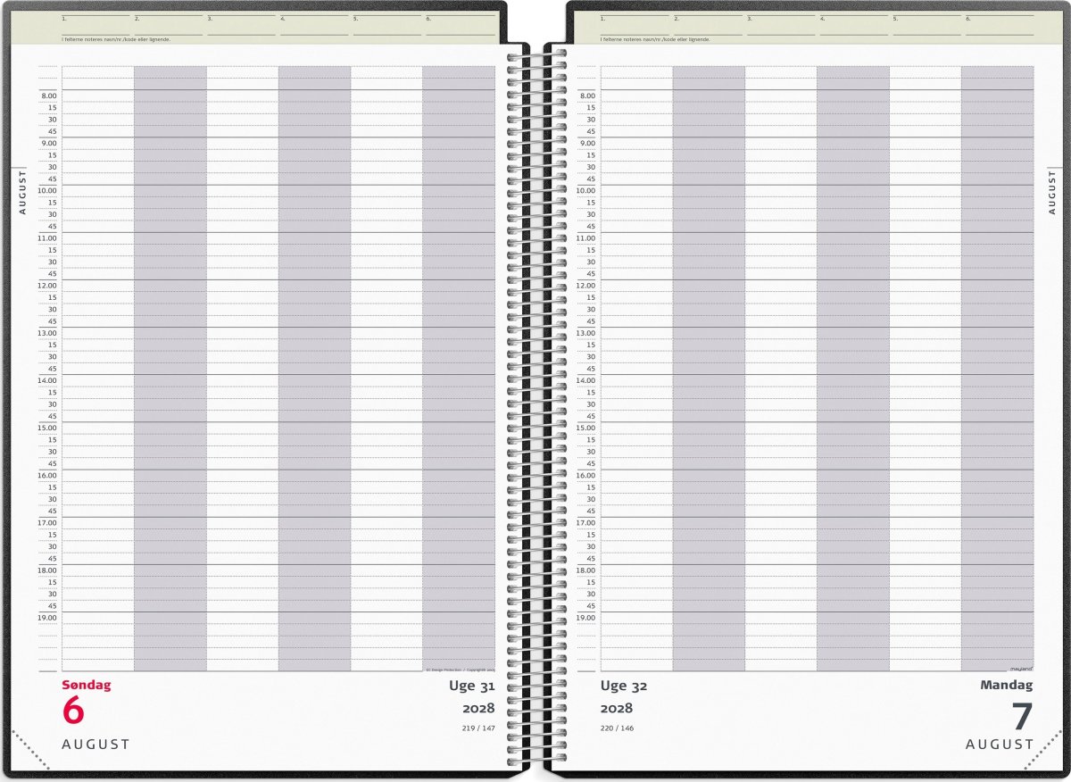 Mayland 2028 Aftalekalender, plast