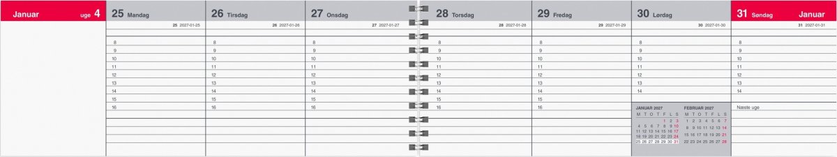 Mayland 2027 Bordkalender, Uge