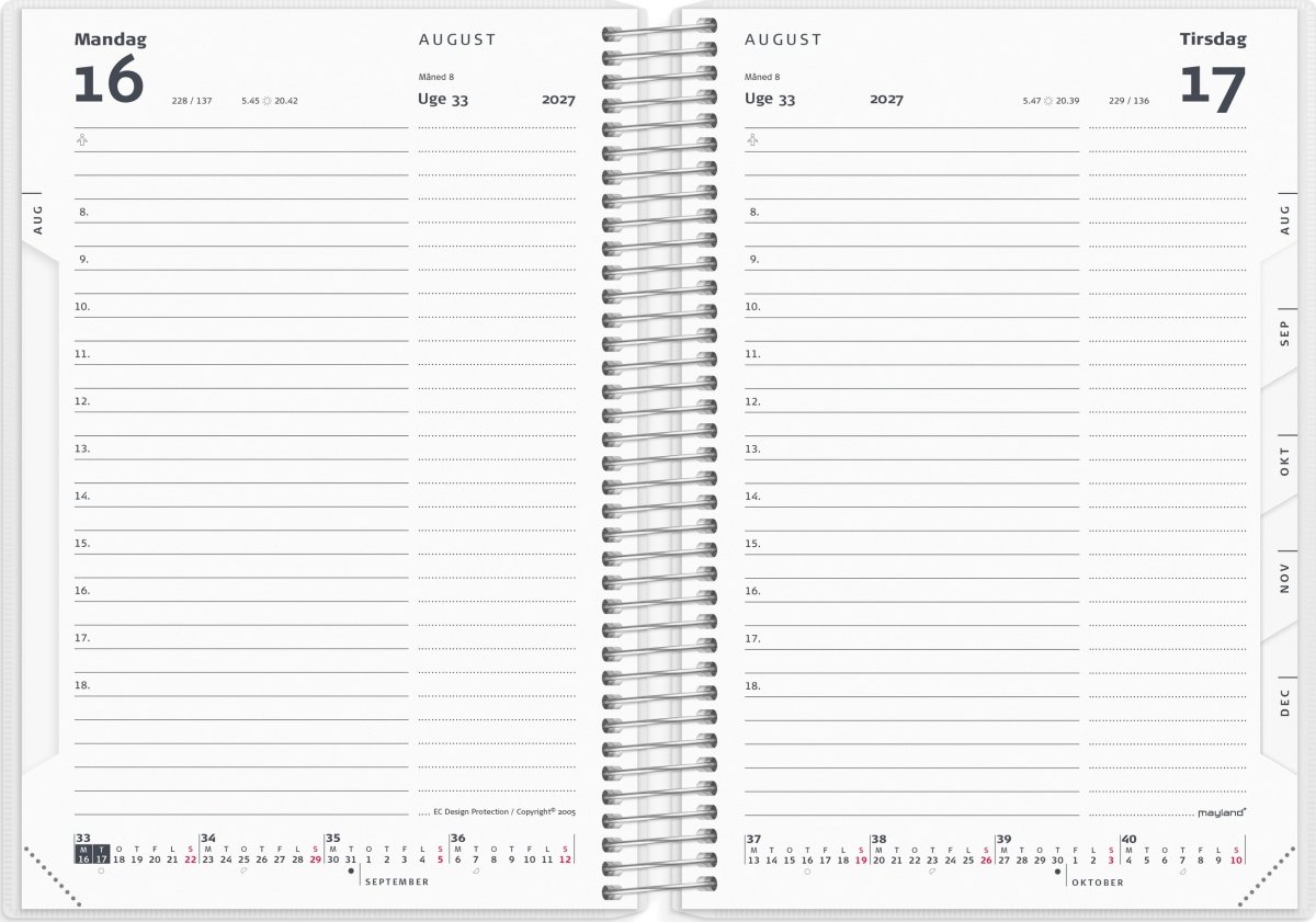 Mayland 2027 Dagkalender, 4 ill.