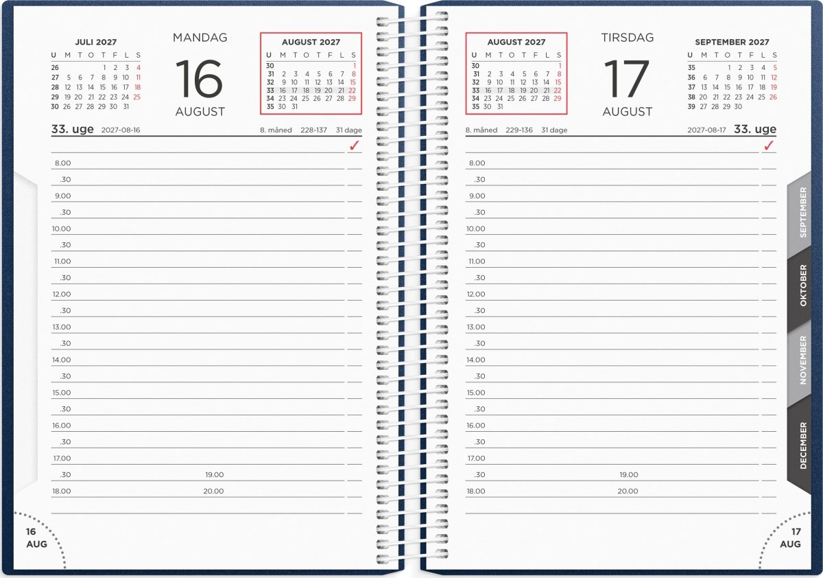 Mayland 2027 Dagkalender, blå