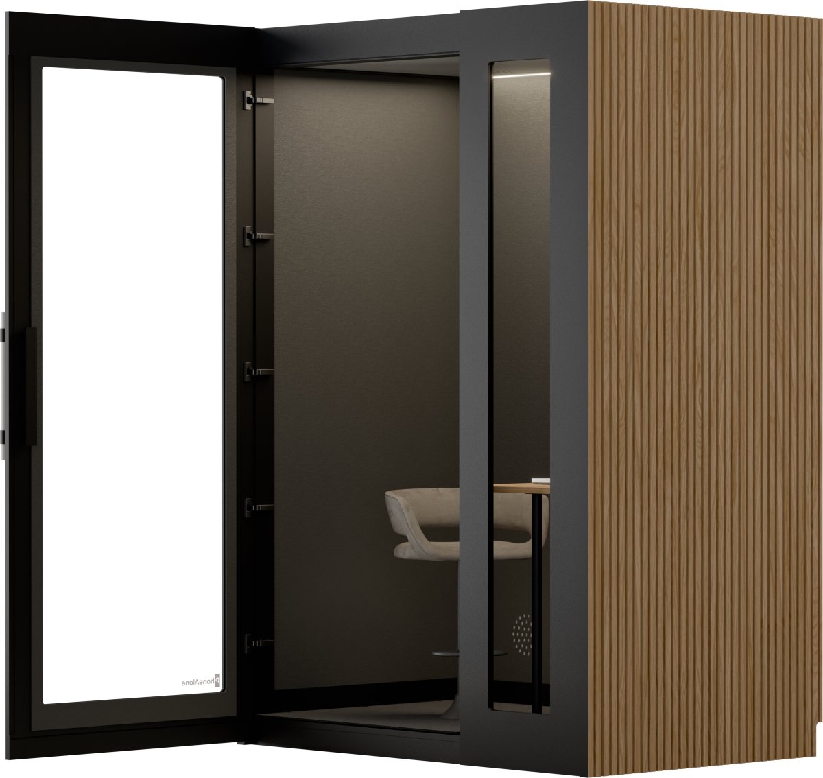 PhoneAlone Arbejdsboks, Sort/ Eg lameller