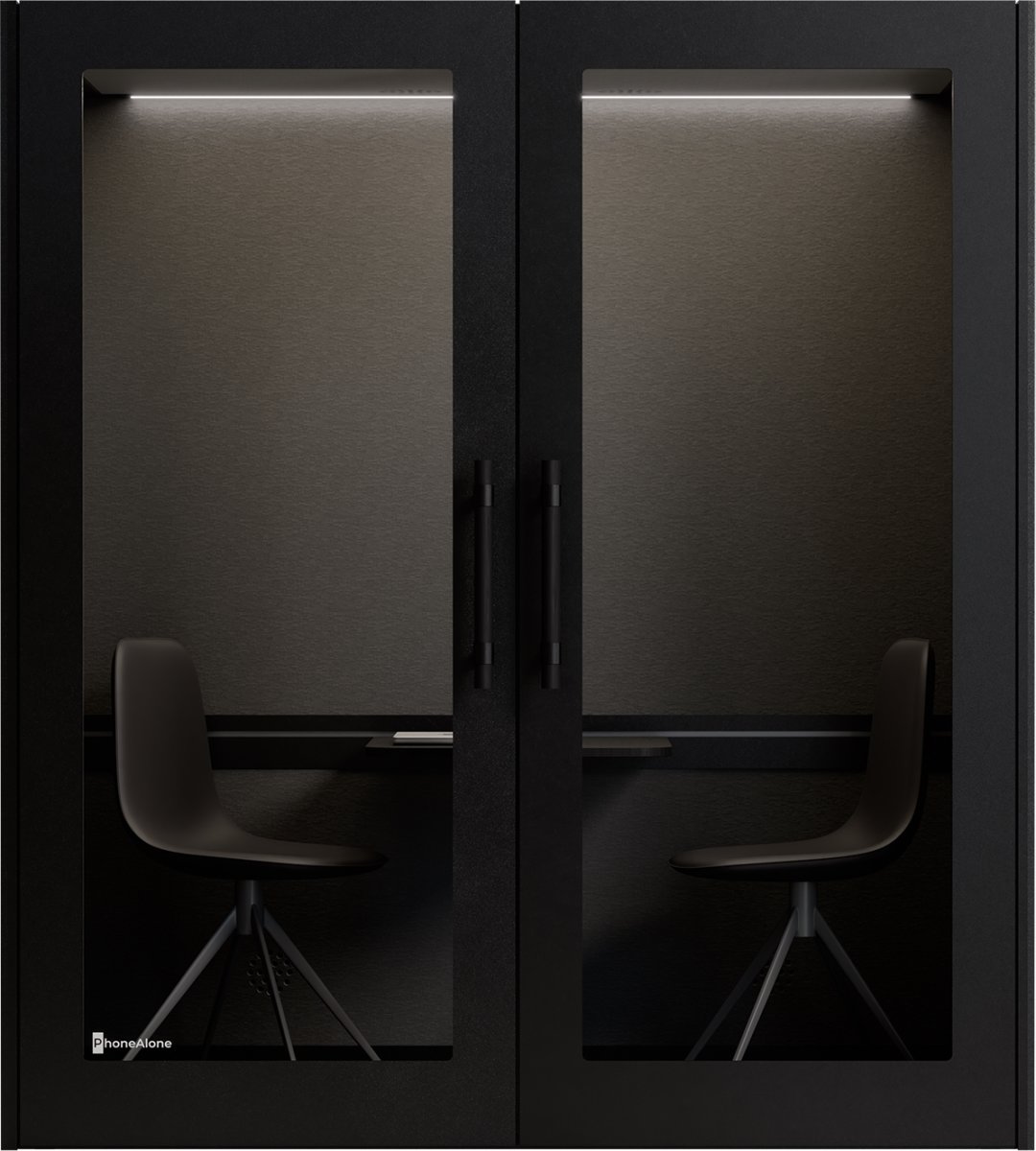 PhoneAlone Dobbeltboks, 2 pers. Sort/Sort lameller