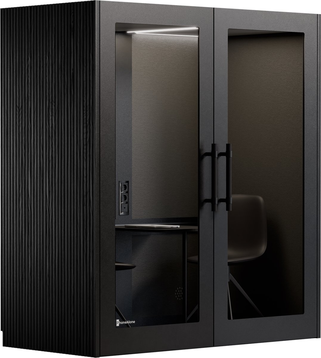 PhoneAlone Dobbeltboks, 2 pers. Sort/Sort lameller