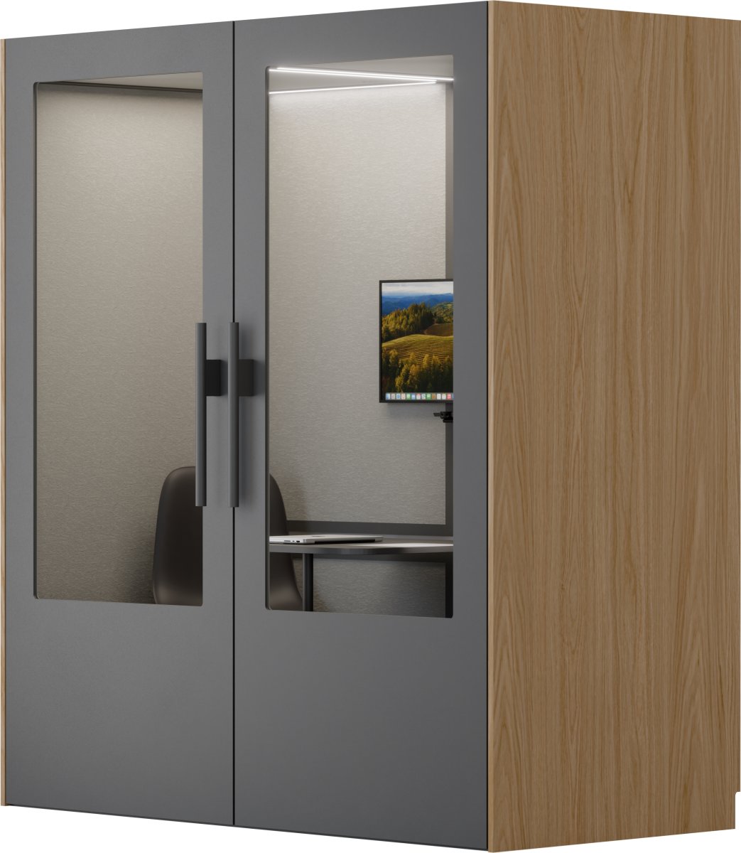 PhoneAlone Dobbeltboks, 2 pers., Grå/lys eg