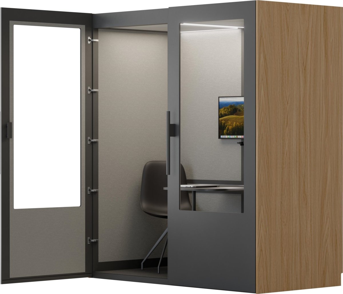 PhoneAlone Dobbeltboks, 2 pers., Grå/lys eg