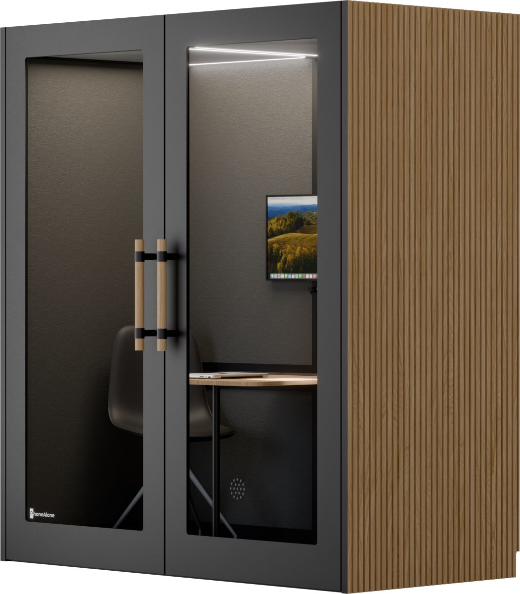 PhoneAlone Dobbeltboks, 2 pers., Sort/ Eg lameller