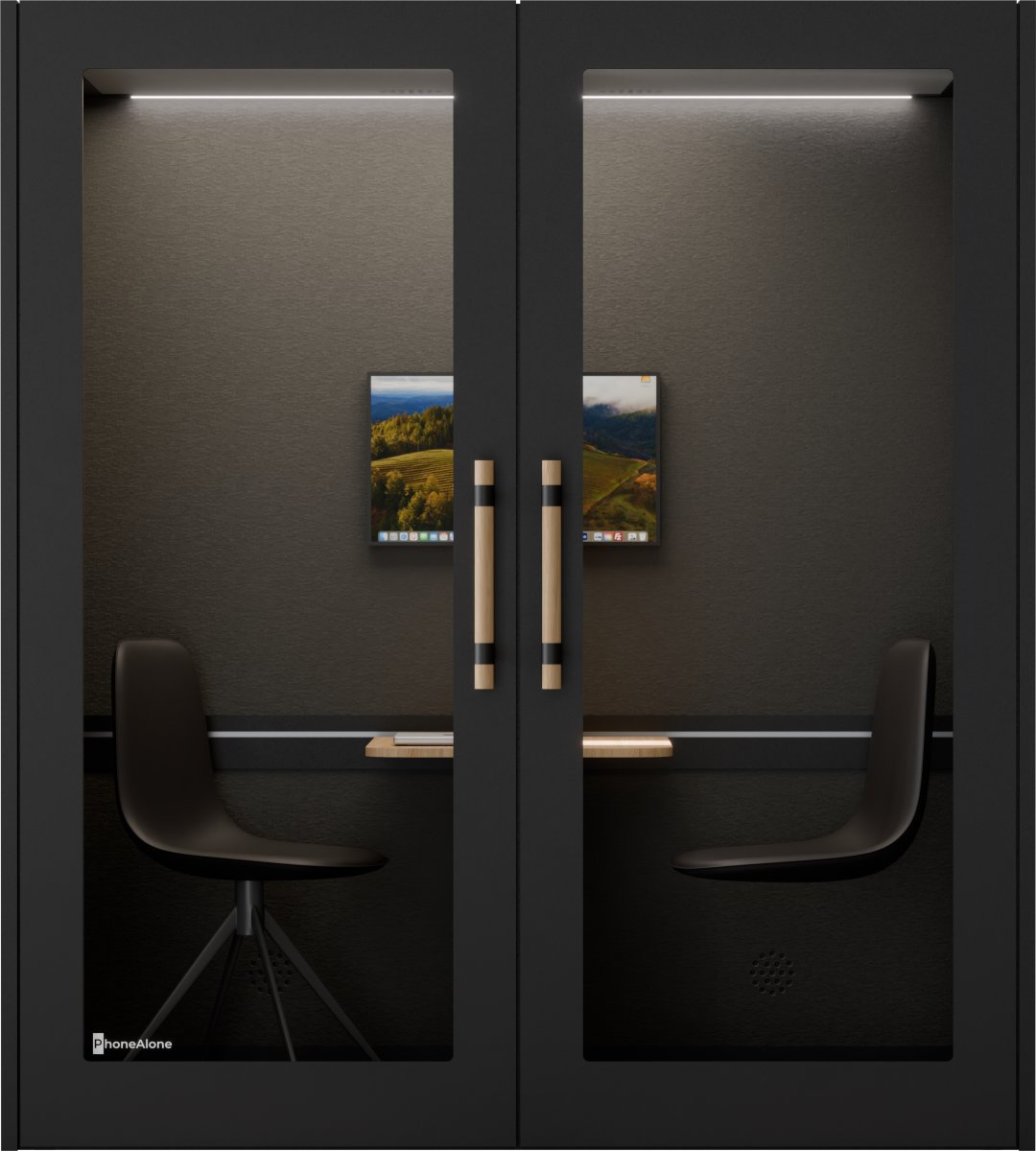 PhoneAlone Dobbeltboks, 2 pers., Sort/ Eg lameller