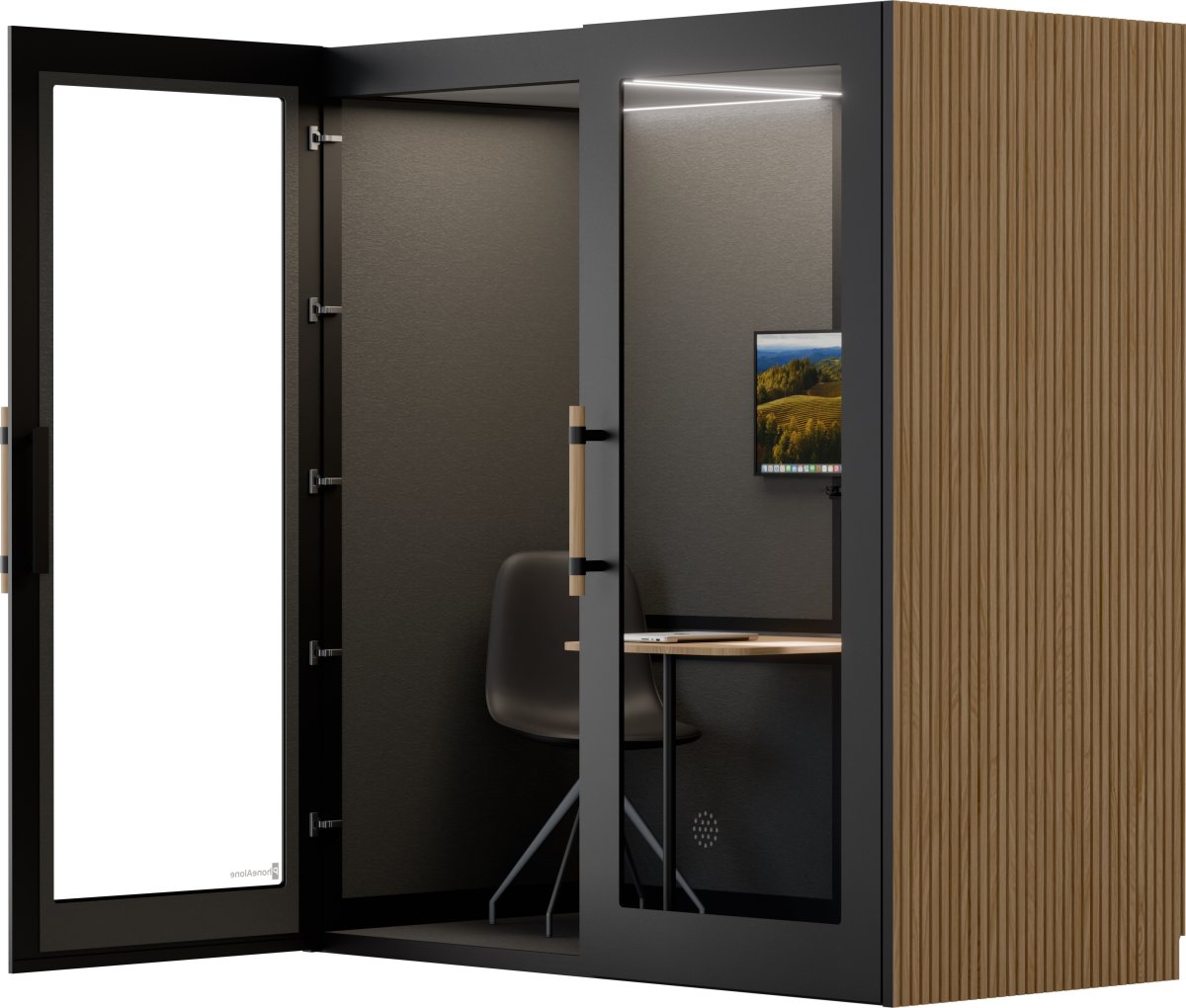 PhoneAlone Dobbeltboks, 2 pers., Sort/ Eg lameller