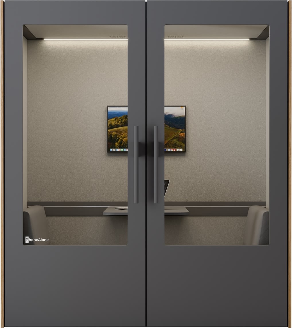 PhoneAlone Mødeboks, 4 pers., Grå/lys eg