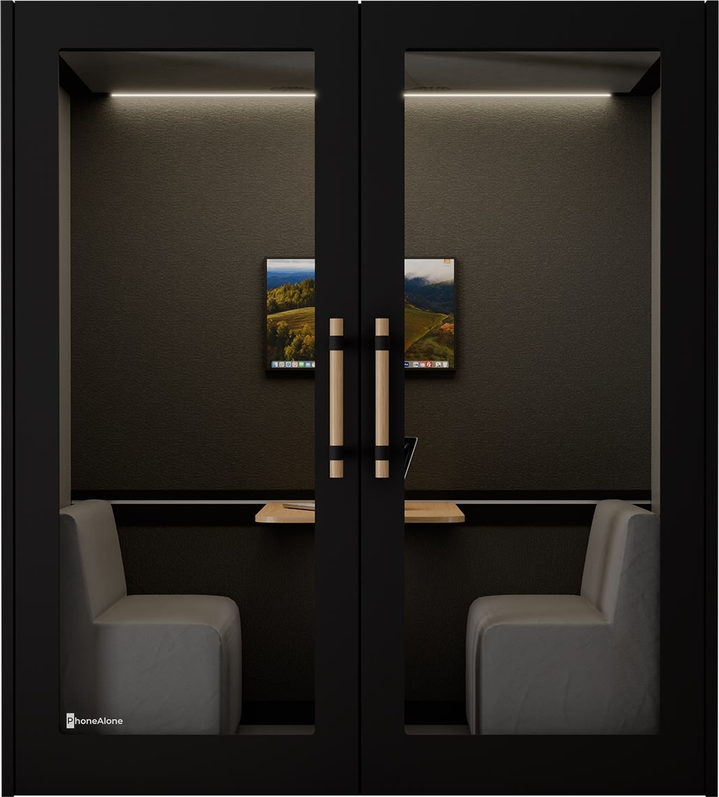 PhoneAlone Mødeboks, 4 pers., Sort/ Eg lameller