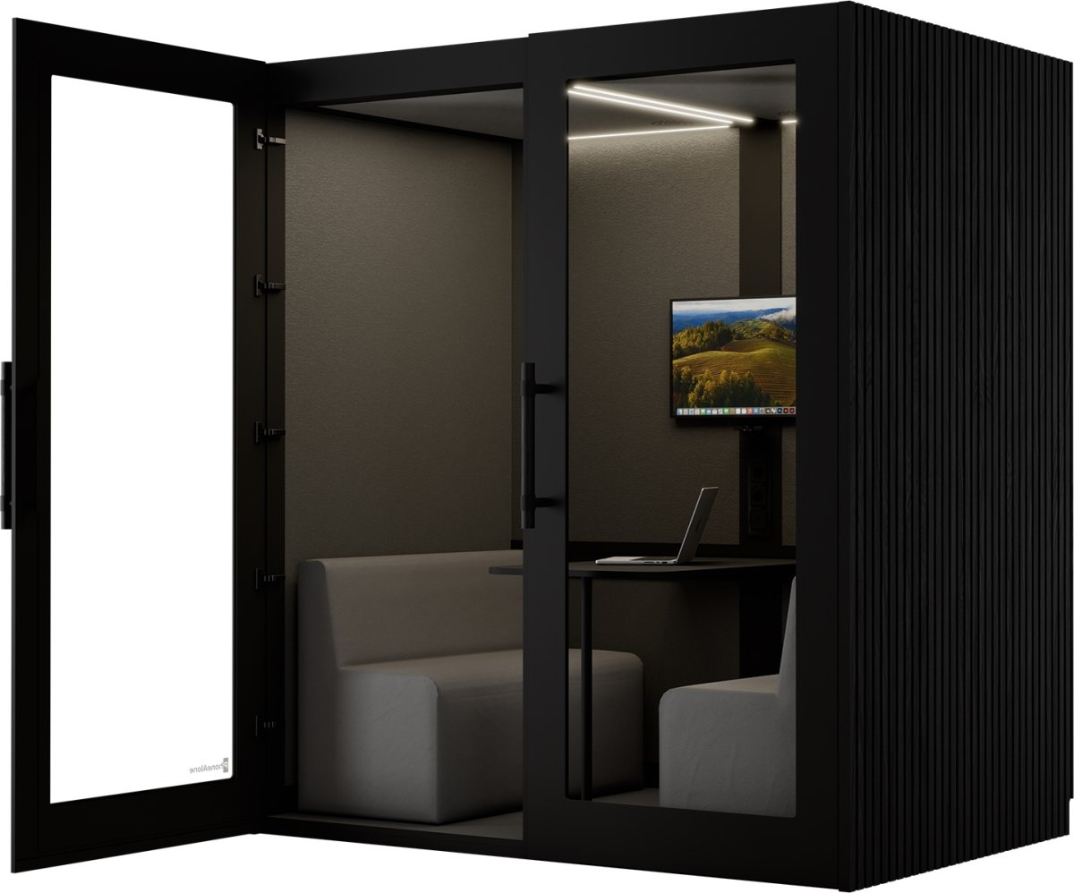 PhoneAlone Mødeboks, 4 pers., Sort/ Sorte lameller