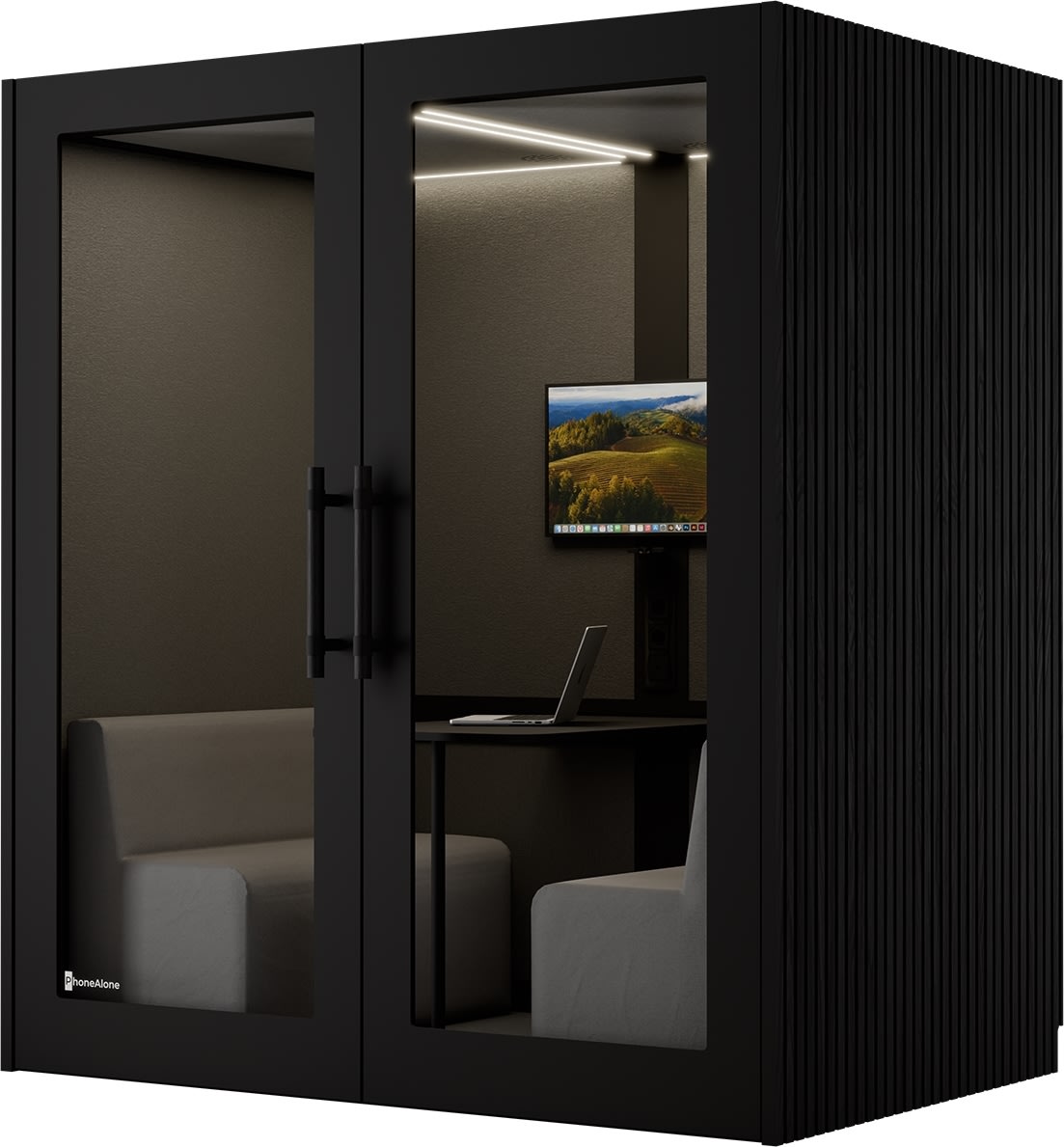 PhoneAlone Mødeboks, 4 pers., Sort/ Sorte lameller