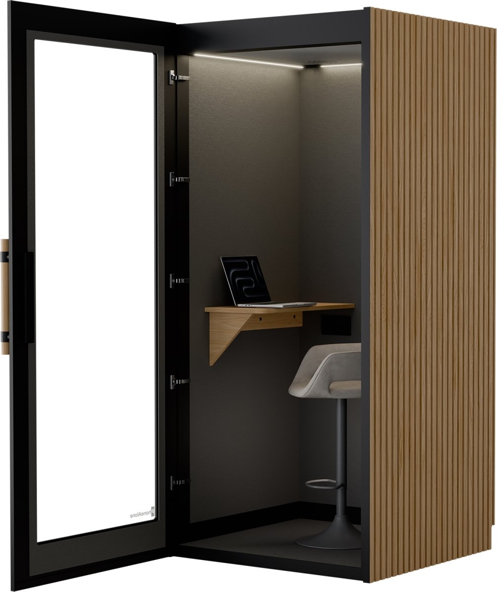 PhoneAlone Telefonboks, Sort/ Eg lameller