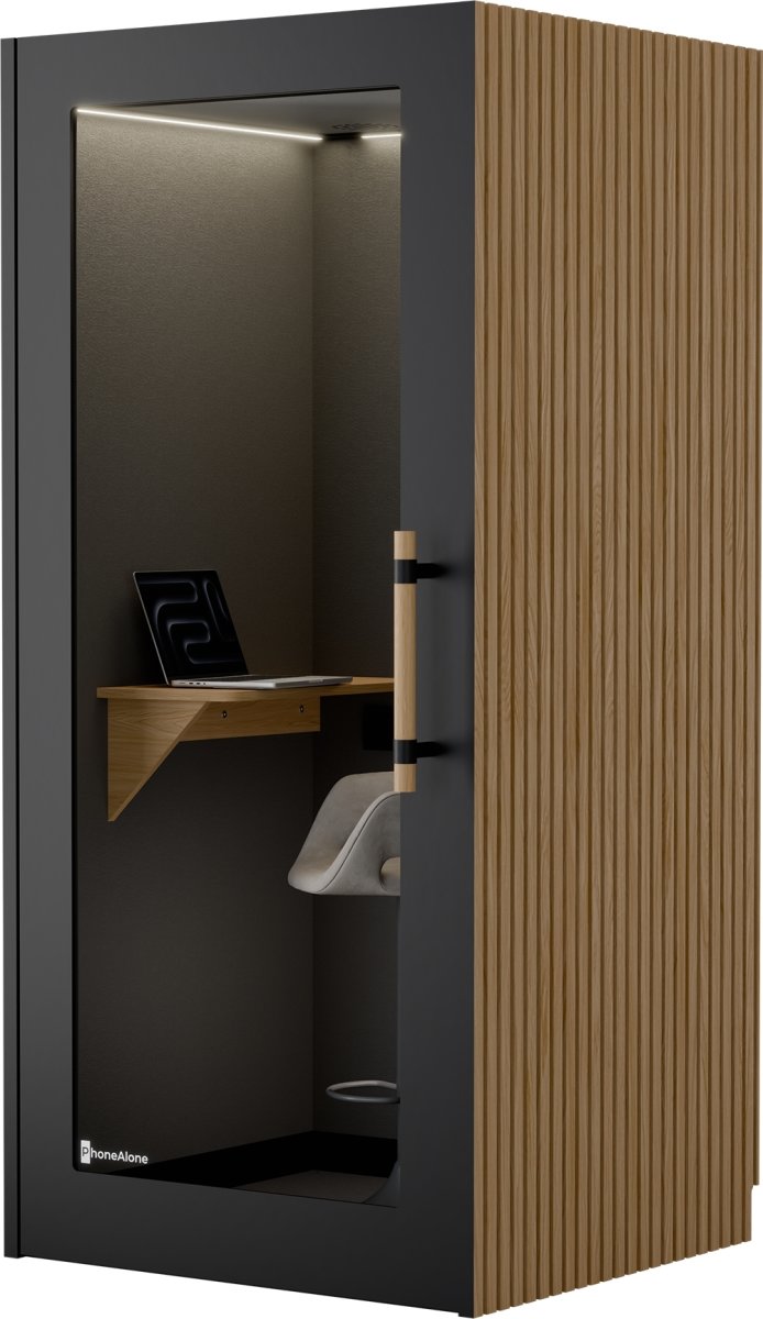 PhoneAlone Telefonboks, Sort/ Eg lameller