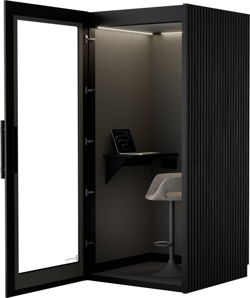 PhoneAlone Telefonboks, Sort/ Sorte lameller