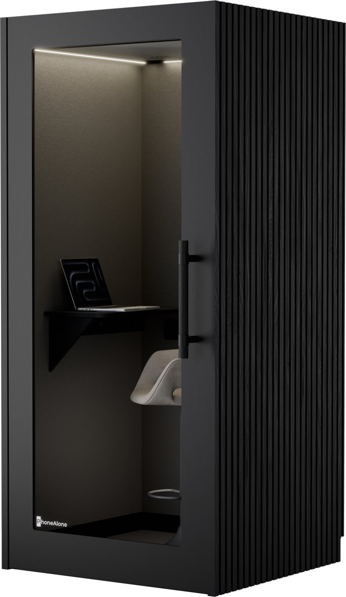 PhoneAlone Telefonboks, Sort/ Sorte lameller