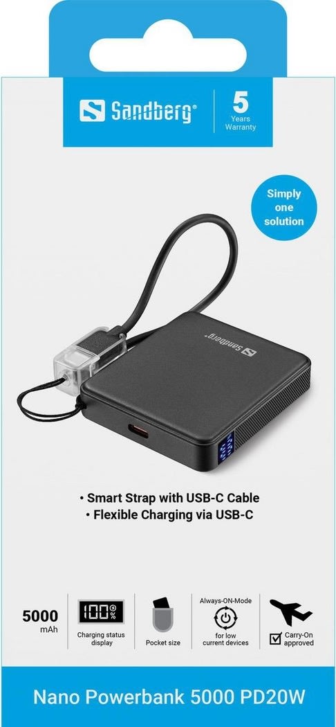 Sandberg Nano Powerbank 5000 mAh - PD20W