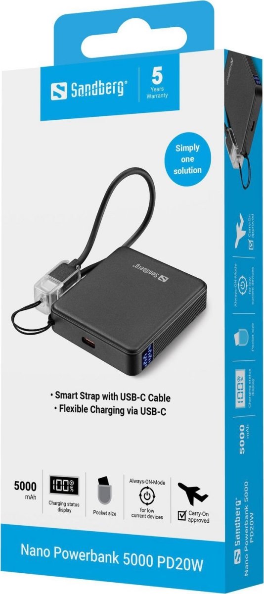Sandberg Nano Powerbank 5000 mAh - PD20W