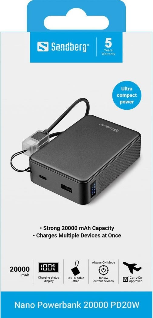 Sandberg Nano Powerbank 20000 mAh - PD20W