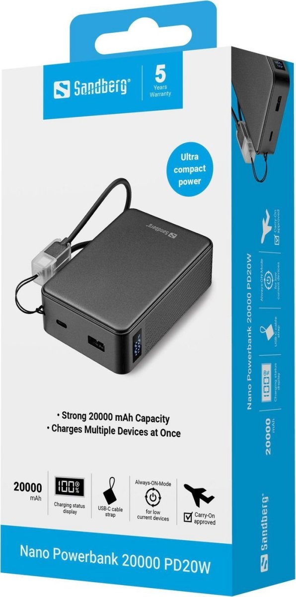 Sandberg Nano Powerbank 20000 mAh - PD20W