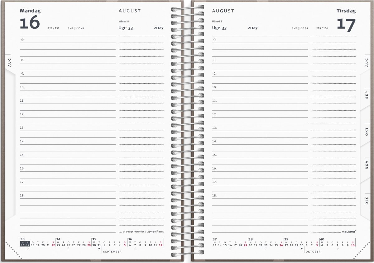 Mayland 2027 Dagkalender, karton