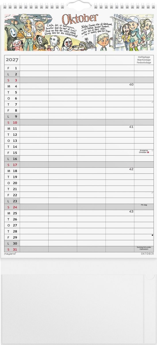Mayland 2027 Familiekalender m. stickers, 4 kol.