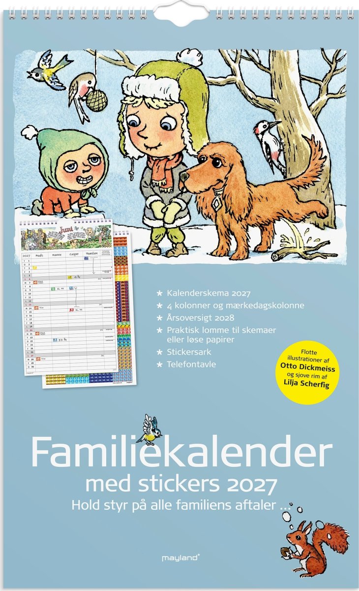Mayland 2027 Familiekalender m. stickers, 4 kol.