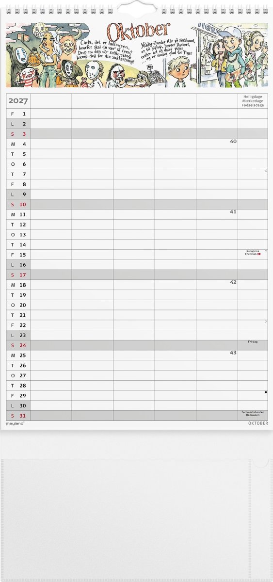 Mayland 2027 Familiekalender m. stickers, 5 kol.