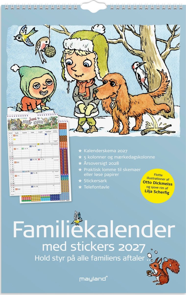 Mayland 2027 Familiekalender m. stickers, 5 kol.