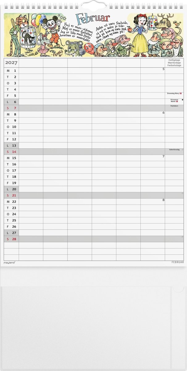 Mayland 2027 Familiekalender m. stickers, 6 kol.