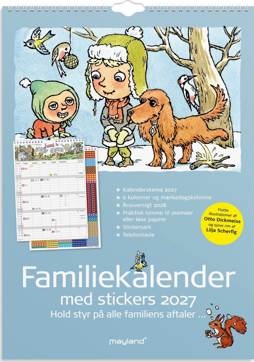 Mayland 2027 Familiekalender m. stickers, 6 kol.