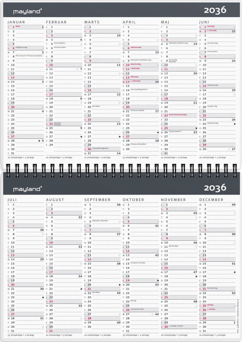 Mayland 2027 Kalender, 10-års