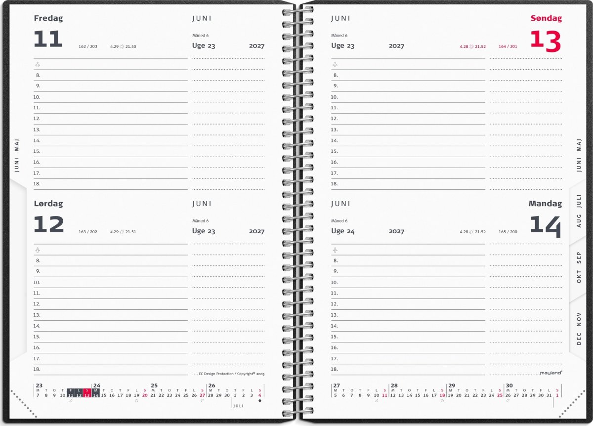 Mayland 2027 Kalender, 2-dags