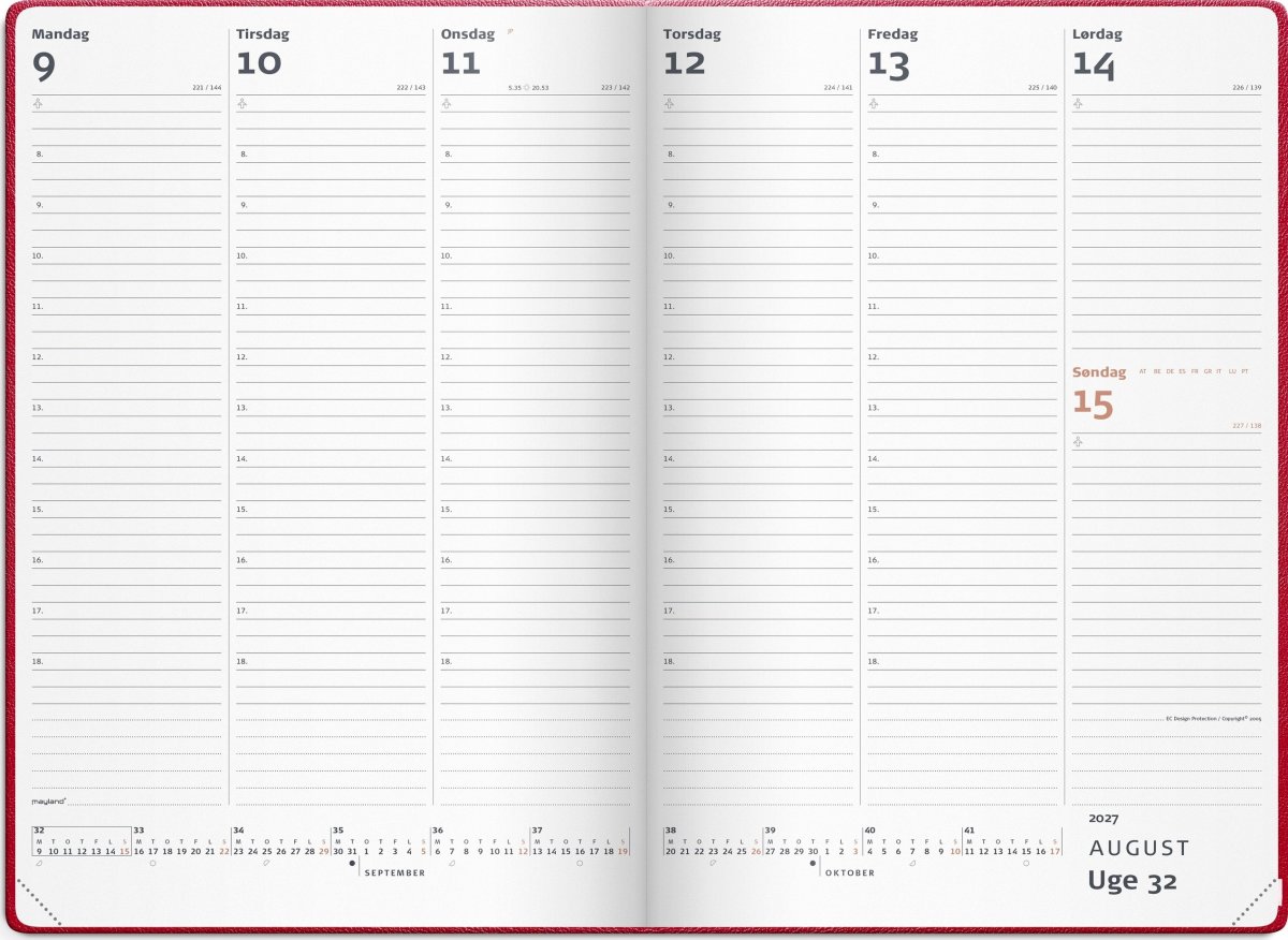 Mayland 2027 Kalender, City Diplomat, vinyl, rød