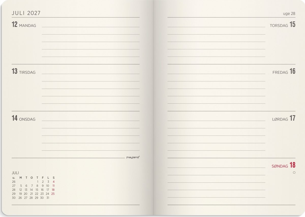 Mayland 2027 Kalender, Forma Deluxe A6, brun