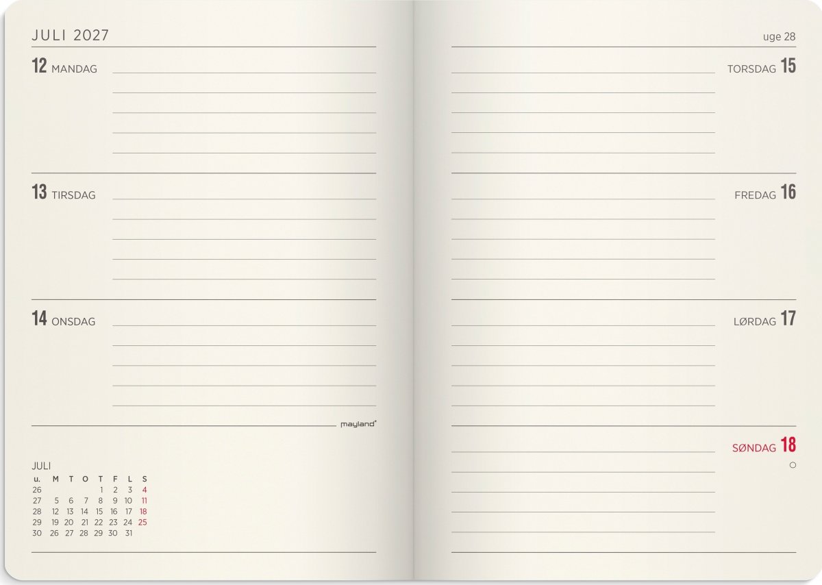 Mayland 2027 Kalender, Forma Deluxe A6, sort